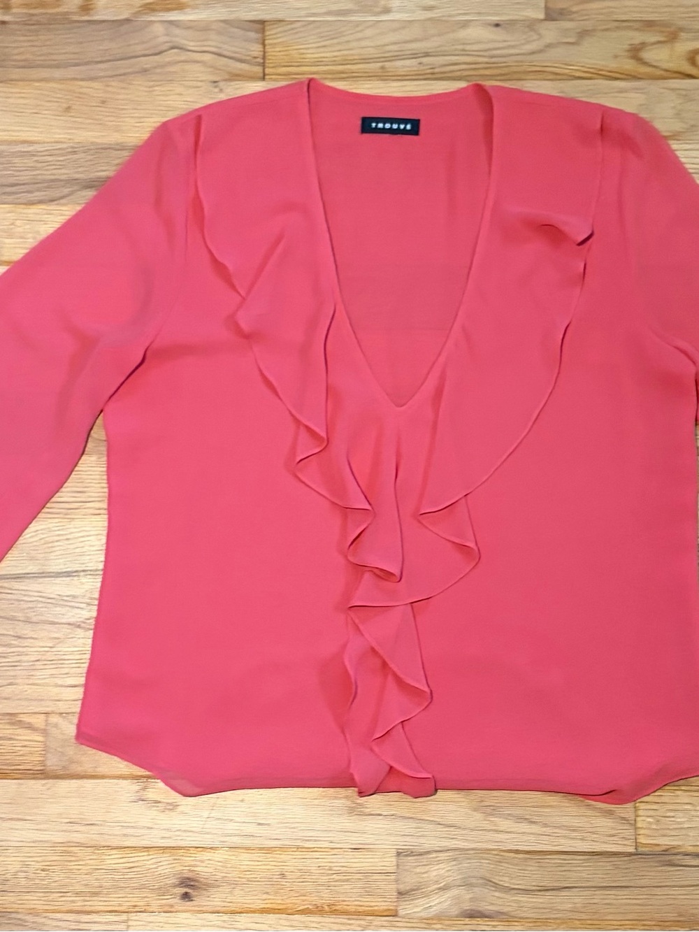 Trouvé Orange Ruffle Blouse with Bell Sleeve